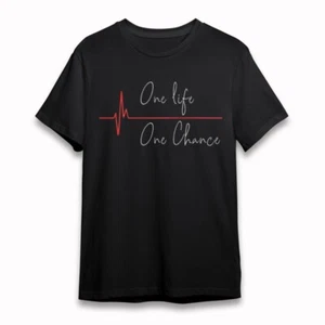 Women's Classic Plus Size T-Shirt One Life One Chance Red Pulse Line Tee Summer - Bild 1 von 6