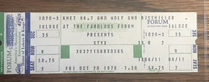 STYX TICKET STUB UNUSED 1978 PIECES OF EIGHT TOUR FABULOUS FORUM - Picture 1 of 2