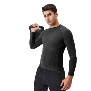 Men's Compression Shirts Long Sleeve Workout Gym Running Top Sports Baselayer - Picture 1 of 16