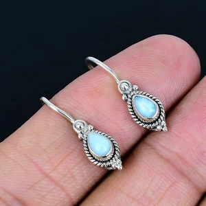 Natural Larimar Gemstone Handmade 925 Sterling Silver Earring Jewelry LS-695 - Picture 1 of 4