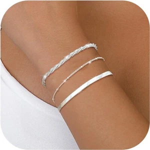 Armband Damen 925 Sterling Silber Armbänder Silver Armband Set Verstellbare - Bild 1 von 9