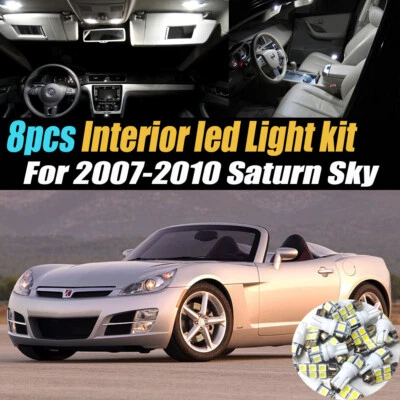 8Pc Super White Car Interior LED Light Bulb Kit for 2007-2010 Saturn Sky - Image 1 of 4