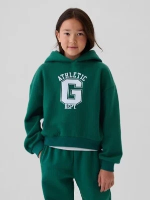 New Gap Kids Girl Athletic Logo Green Hoodie Sz 8 Banded Cotton Long Sleeve Soft - Image 1 of 4