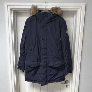 Chaqueta Parka NAPAPIJRI Para Hombre Mediana Azul Marino Acolchada Piel Borde Capucha Abrigo Exterior - Imagen 1 de 18