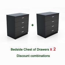 2 x Black Chest of Drawers |Modern Bedside Table Gloss Storage Bedroom Furniture