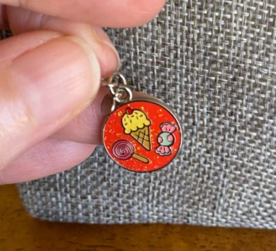 Hello Kitty Winking Clip Bracelet Charm Glitter Ice Cream Candy 2-Sided Sanrio - Image 1 of 4