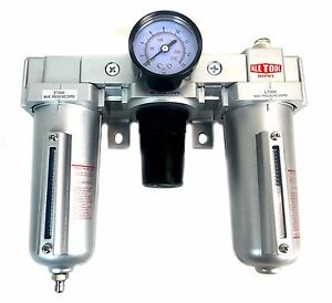 1/2" NPT Compressed Air Preparation Filter/Regulator/Lubricator FRL Manual drain