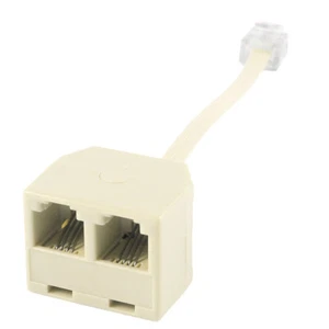 Telephone Dual 6P4C RJ11 Female Socket to RJ11 Male Jack Cord Adapter - Picture 1 of 1