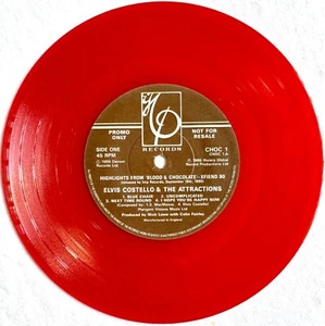 Elvis Costello -Highlights From Blood And Chocolate- Rare UK Promo Red Vinyl 7” - Picture 1 of 3