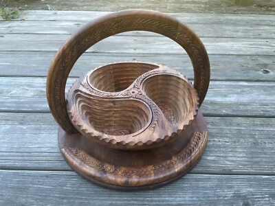 Bandejas de Madera Hechas a Mano Fruta Seca Decorativa Plato Plegable Bandeja de Aperitivos Artesanal Foto 1 de 4