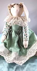 Vintage 80er Jahre großer Stoffhase Kaninchen Plüsch Volkskunst Puppe Ostern Handarbeit Plüsch - Bild 1 von 11