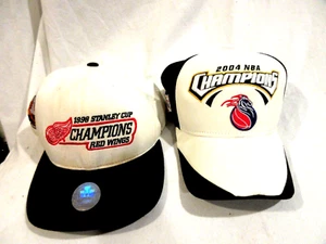 2-Detroit Championships Snap Back Hats-2004 Pistons & 1988 Red Wings - Picture 1 of 11