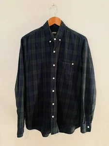 Baldwin Kansas City Shirt Men’s L Black Watch Tartan Plaid Cotton Made In USA - Picture 1 of 12