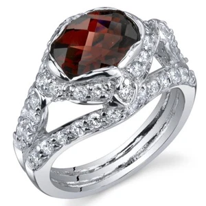 Peora 925 Sterling Silver Oval Garnet Ring for Women - Picture 1 of 2
