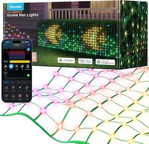Govee 2.8×9.4ft Outdoor Net Lights, 480 LEDs, RGBIC, 64 Modes, Alexa/Google - Picture 1 of 9