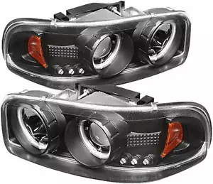 black projector headlight set fits 1999-2006 GMC Sierra 444-CDE00-CCF-BK NEW - Picture 1 of 2