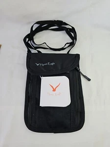 NUOVO Hynes Eagle Organizer Nero Tracolla Blocco RFID Passaporto ID Carta di Credito - Foto 1 di 9