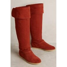 Anthropologie KMB Robin Flat High Boots Women's Size 37 Brown Suede