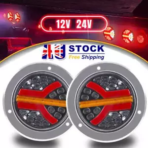 2x 4" Round LED Tail Lights Stop Indicator Reverse Lamp Trailer Truck Ute 12/24V - Picture 1 of 13