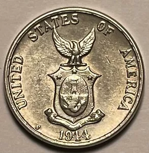 1944 S Filippine / Filippine USA cinque centesimi bella moneta. Bx12,6 - Foto 1 di 2