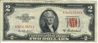 1953A 2$ United States Note - Red Seal, No Motto - IBP/RBA A54313979A - #13514 - Image 1 of 2