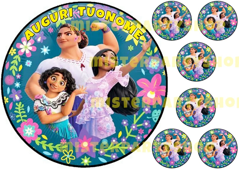 Cialda - Ostia per torte Encanto Disney con 6 mini cialde dischetti