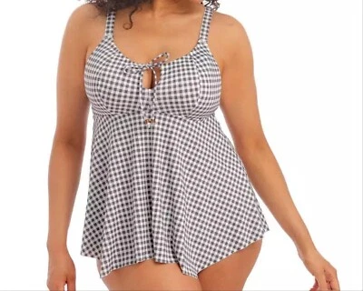 Elomi Checkmate Tankini Top Size 16 Grey Marl Non Wired Padded Swimwear 800361 - Image 1 of 4