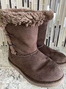CAT & JACK TODDLER GIRL Brown BOOT FAUX FUR SIZE 1 - Picture 1 of 4