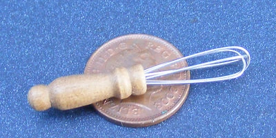 Dolls HouseMetal Whisk With A Wooden Handle 1:12 Scale Miniature Kitchen Tumdee