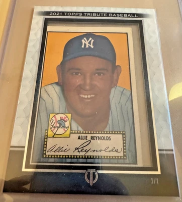 1952 Topps ALLIE REYNOLDS #67 - 2021 Topps Tribute Framed Buyback #d 1/1 - NYY - Image 1 of 2