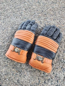 VINTAGE Arctic Cat Gloves Snowmobile Orange & Black Leather Size Medium  - Bild 1 von 5