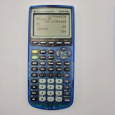 Texas Instruments TI-83 Plus Graphing Calculator & Cover Clear Blue - Image 1 of 4