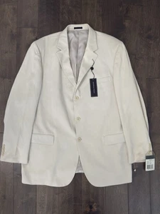 Andrew Fezza Blazer Mens Size 46L Cream White 100% Silk Lined Button Up Coat NWT - Picture 1 of 10