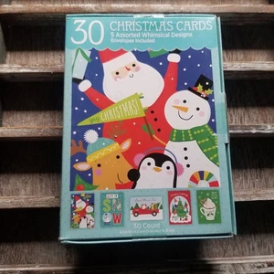 30 Christmas Cards/Envelopes New Vintage Inspired Holiday 5 Styles Gifts - Picture 1 of 5