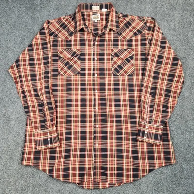 Camisa ELY Cattleman Para Hombres XXLT Roja Negra Cuadros Western Pearl Manga Larga a Presión Foto 1 de 4