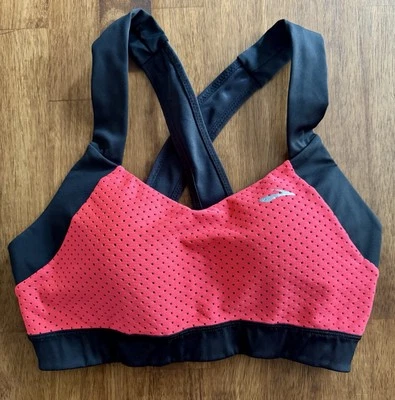 Brooks Sports Bra Pink Black Moving Comfort Uplift Crossback Running 32C 32D 34C - Image 1 of 4