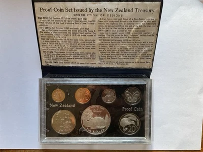 Juego de 7 monedas de prueba de Nueva Zelanda 1977 con moneda de plata del día Waitangi en excelente estado Foto 1 de 4
