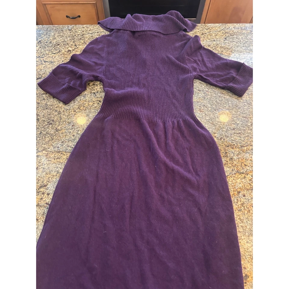 Nuevo con etiquetas Vestido Suéter Evan Picone Ciruela Púrpura Tejido Capucha Cuello Manga Corta Pequeño Foto 1 de 4
