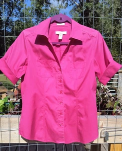 Camisa para mujer Chico 100 % algodón, sin planchar, manga corta rosa intenso, talla 0 #175 - Imagen 1 de 6