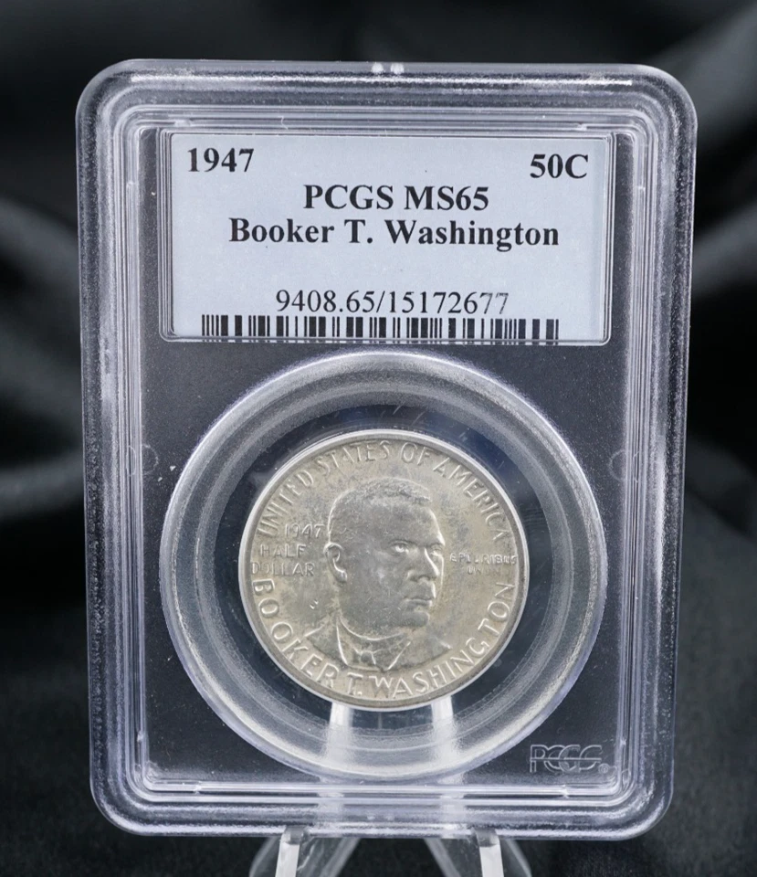 1947 Commemorative Silver Half Dollar Coin NGC 50 MS65 Booker T Washington CN962 - Image 1 of 2