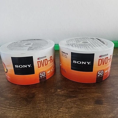 100 SONY Blank 16X DVD-R DVDR Logo Branded 4.7GB Media Disc 2x50pk - Image 1 of 4