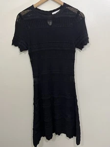 Abito Alexis aperto in maglia S romantico minimalista elegante semi trasparente cocktail ufficio - Foto 1 di 13