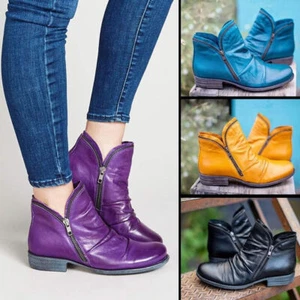 Neue Damenschuhe Herbst Stiefel Mit Reißverschluß PU Stiefeletten Gr:35-43 - Bild 1 von 10