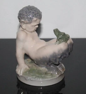 Porzellan, Figur, Royal Copenhagen, Faun, Frosch, Christian Thomsen, selten - Bild 1 von 10