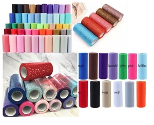 15cm breit 9-22,8 Meter Tutu Tischband Tüllrolle Glitter Tüll Dekoband - Bild 1 von 29