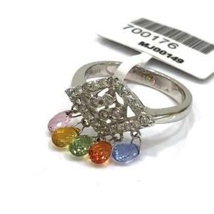 White Gold Diamonds Crystal Ring 14k Size 7.5 - Picture 1 of 5