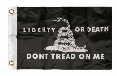 12x18 12"x18" Gadsden Liberty or Death Black Motorcycle Flag Grommets 100D - Image 1 of 3