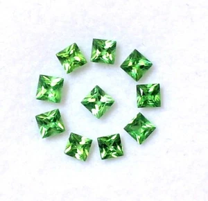 2.25MM Natural Tsavorite Cuadrado Corte Princesa Lote 10 Piezas 0.82 Cts Suelto - Picture 1 of 8