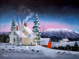 Vida nocturna por Fred Swan Bellas Artes Impresión País Invierno Nieve Paisaje 20x26 - Imagen 1 de 1