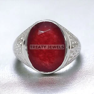 Ruby Oval Cut Gemstone With 925 Sterling Silver Ring For Men's #A20 * - Picture 1 of 6